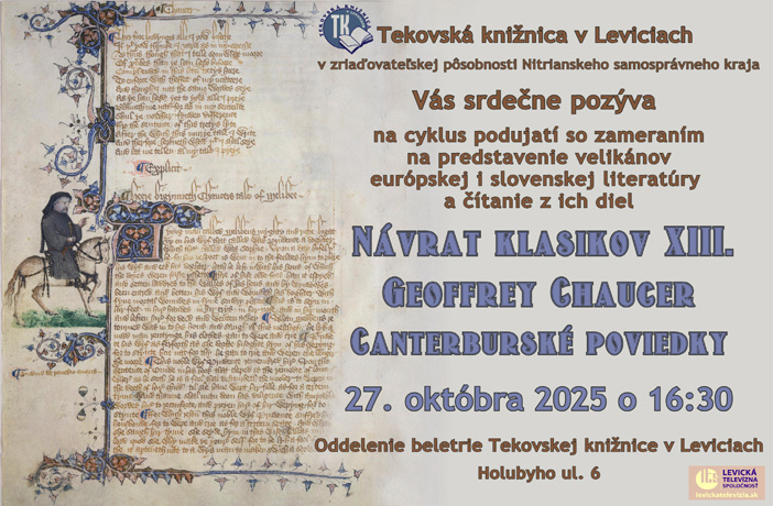 Pokračovanie z cyklu podujatí NÁVRAT KLASIKOV so zameraním na predstavovanie velikánov literatúry.