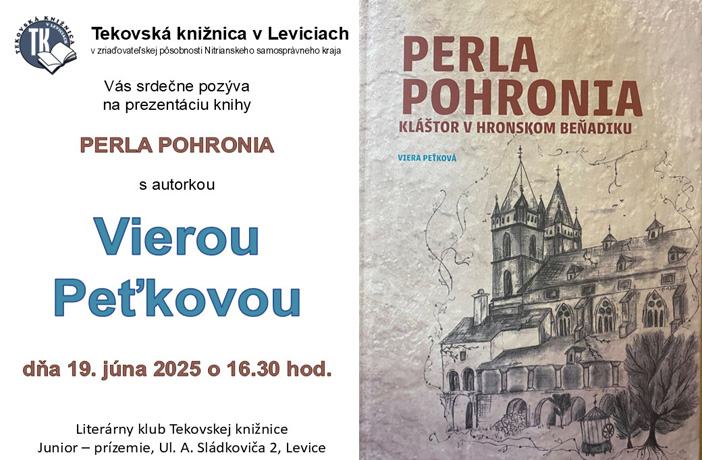 Prezentácia knihy Viery Peťkovej PERLA POHRONIA.
