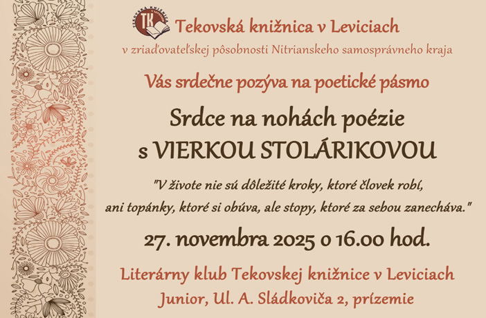 SRDCE NA NOHÁCH POÉZIE s VIERKOU STOLÁRIKOVOU.